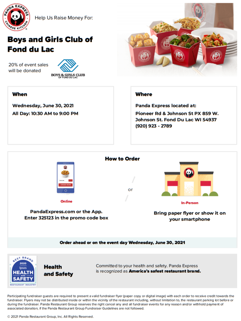 Panda Express Fundraiser for BGC happening June 30!